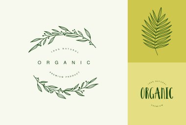 Çiçekçi logosu. El çizimi vektör çizimi.