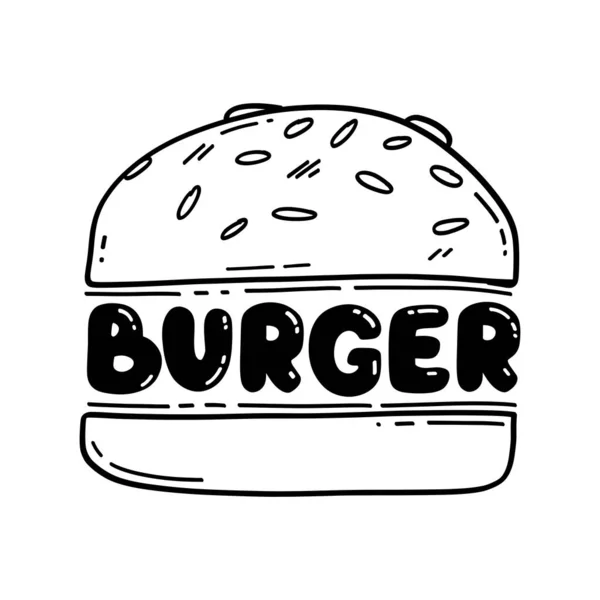Burger Sketch Logo Typography — Stock Vector