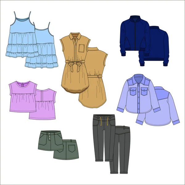 Vecor παιδικά ρούχα. Χρώμα. — Διανυσματικό Αρχείο