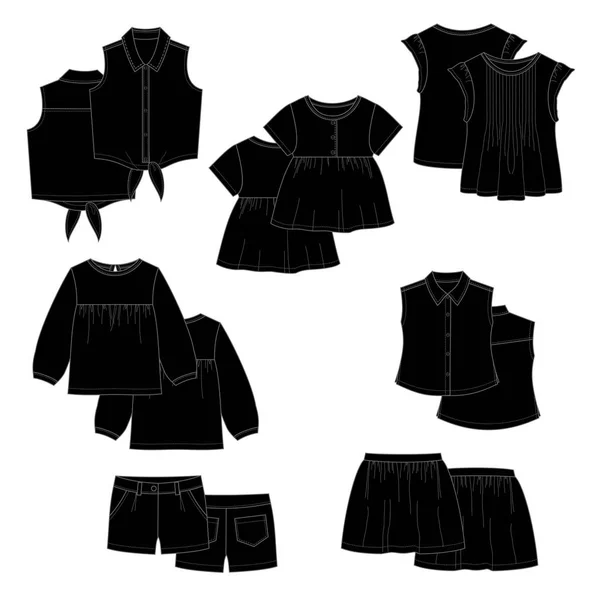Vêtements enfants vecteur noir . — Image vectorielle