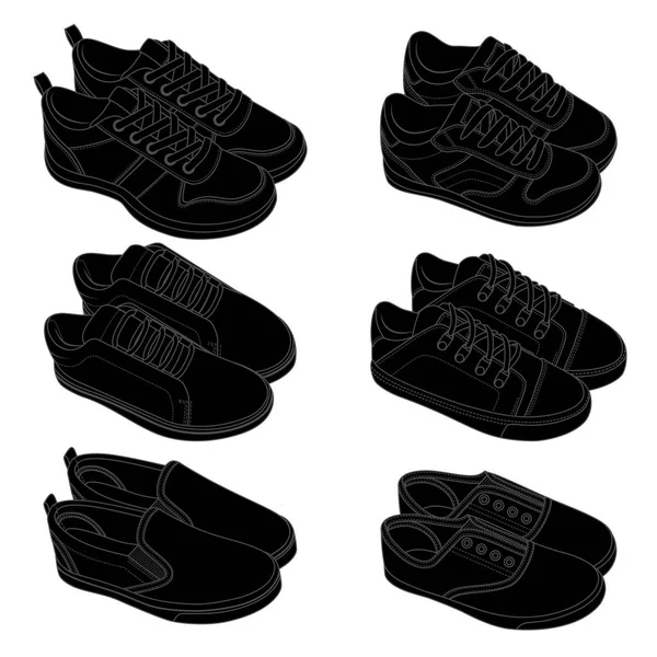 黒い線靴スケッチ. — ストックベクタ