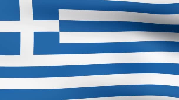 Die griechische Flagge flattert im Wind. 3D-Darstellung. Looping-Video. — Stockvideo