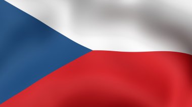 Çek Cumhuriyeti, rüzgarda çırpınan bayrağı. 3D render.