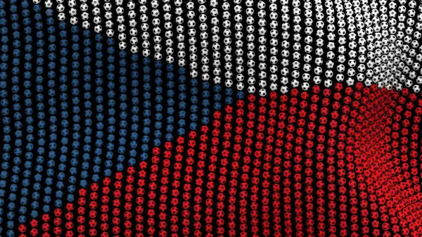 Vlajka České republiky, skládající se z mnoha kuliček vlaje ve větru, na černém pozadí. 3D obrázek. — Stock fotografie