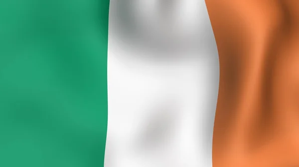 Rüzgarda çırpınan İrlanda bayrağı. 3D render. — Stok fotoğraf