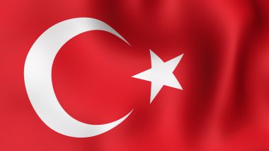 Rüzgarda çırpınan Türkiye, bayrak. 3D render.