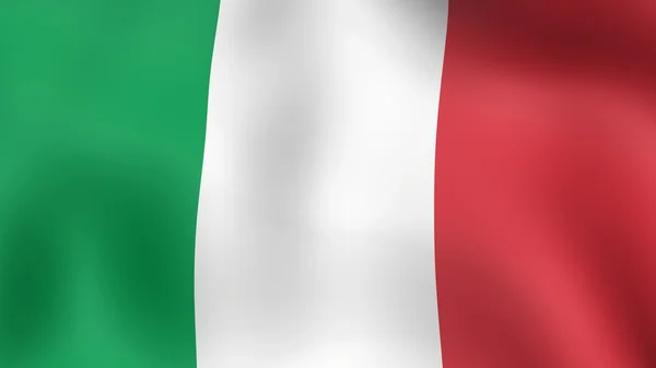 Flagge Italiens, die im Wind flattert. 3D-Darstellung. — Stockfoto
