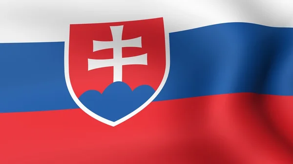Bandeira Eslováquia, balançando ao vento. Renderização 3D . — Fotografia de Stock