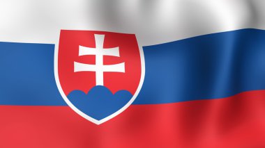 Bayrak Slovakya, rüzgarda çırpınan. 3D render.