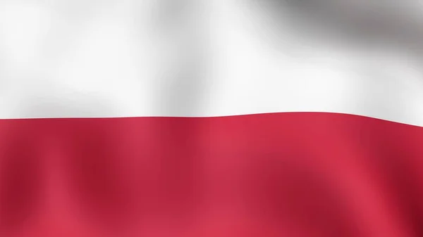 Σημαία Πολωνίας, κυματίζουν στον αέρα. 3D rendering. — Φωτογραφία Αρχείου