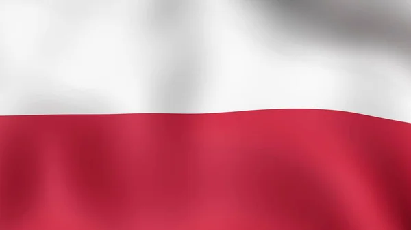 Polska flaga, łopocze na wietrze. renderowania 3D. — Zdjęcie stockowe