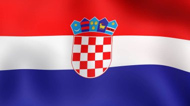 Bayrak Hırvatistan, rüzgarda çırpınan. 3D render.