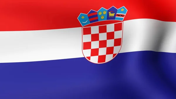 Flag Croatia, fluttering in the wind. 3D rendering. — Stock Photo, Image