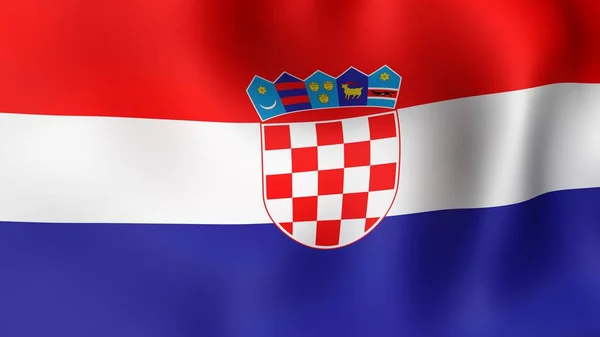 Horvátország, csapkodott a szélben lobogó. 3D-leképezés. — Stock Fotó