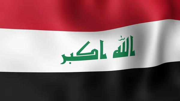 Flagga Irak, fladdrande i vinden. 3D-rendering. — Stockfoto
