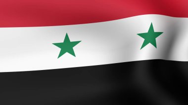 Bayrak Suriye, rüzgarda çırpınan. 3D render.