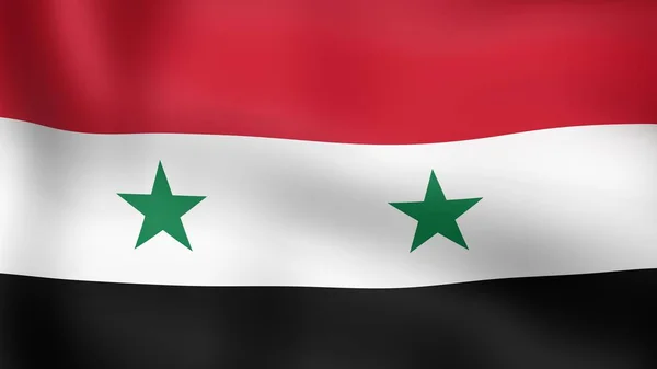 Vlajka Sýrie, vlaje ve větru. 3D vykreslování. — Stock fotografie