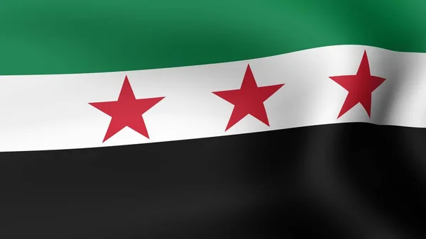 Flag Syrian opposition, fluttering in the wind. 3D rendering. — Stock Photo, Image