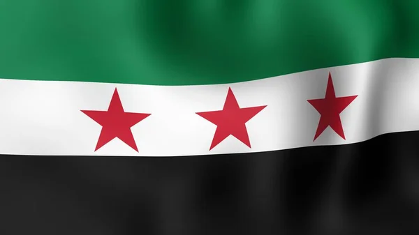 Flag Syrian opposition, fluttering in the wind. 3D rendering. — Stock Photo, Image