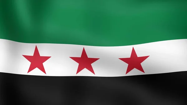 Flag Syrian opposition, fluttering in the wind. 3D rendering. — Stock Photo, Image