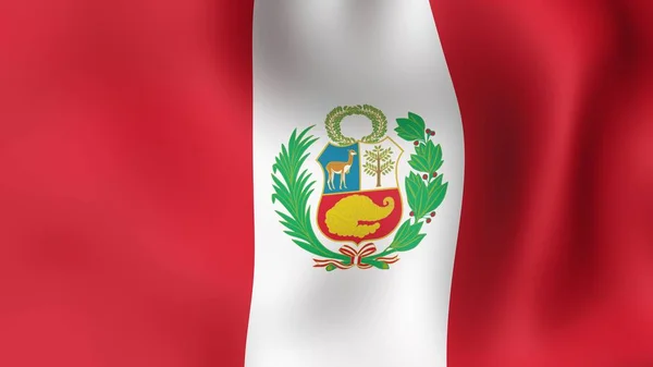 Flag Peru, fluttering in the wind. 3D rendering. — Stock Photo, Image