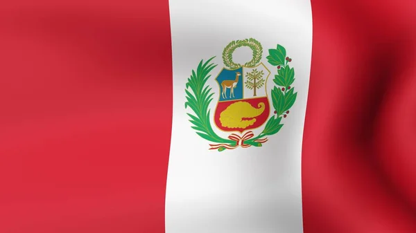 Bandiera Perù, sventola nel vento. Rendering 3D . — Foto Stock