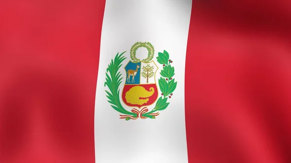 Flagga Peru, fladdrande i vinden. 3D-rendering. — Stockfoto