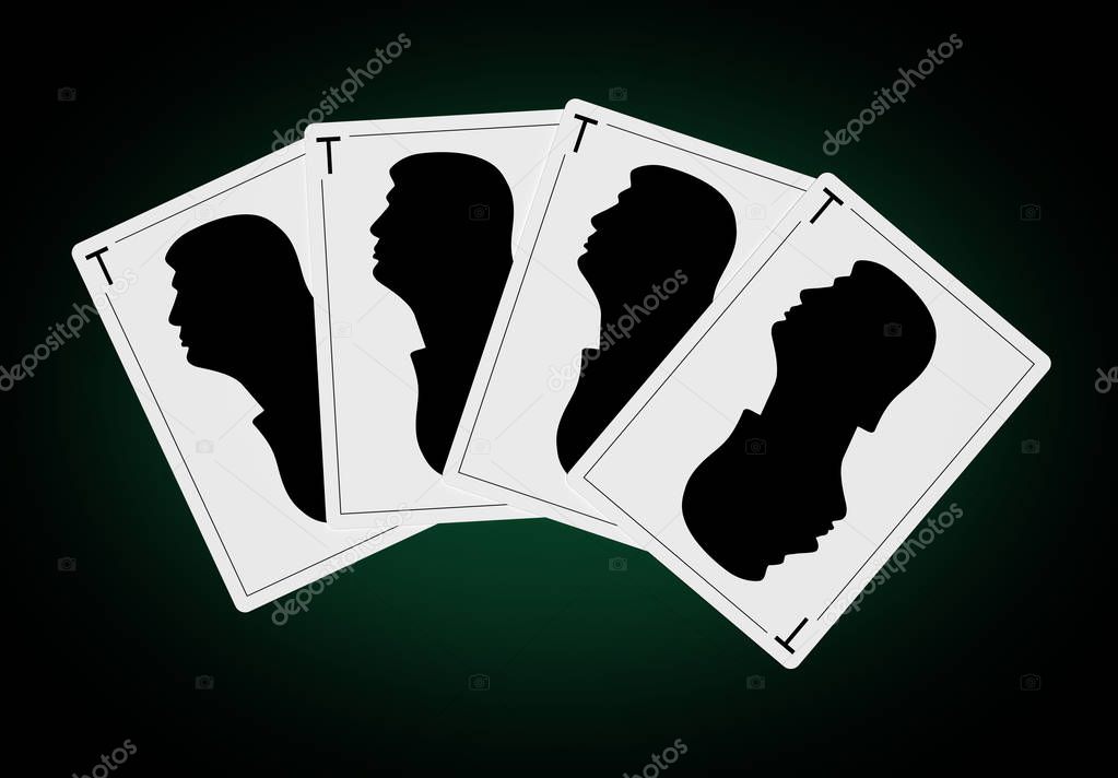 Playing cards form a poker hand 