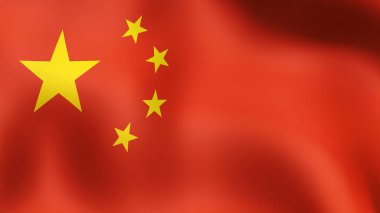 Bayrak Çin, rüzgarda çırpınan. 3D render.