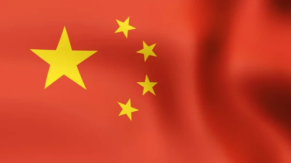 Flagga Kina, fladdrande i vinden. 3D-rendering. — Stockfoto