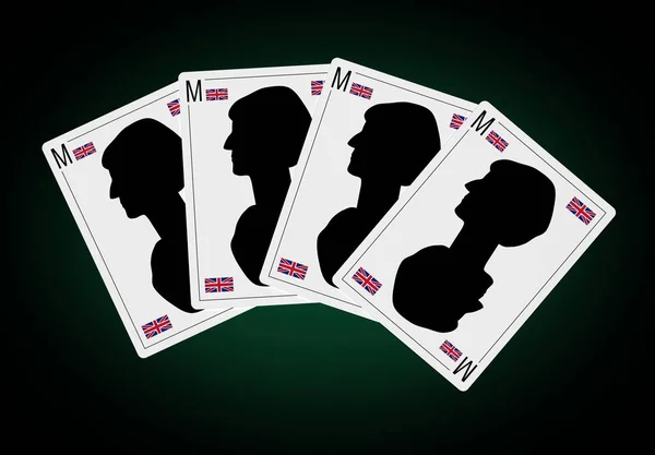 Профиль Терезы Мэй на игральной карте с флагом Великобритании в качестве карточной масти — стоковое фото