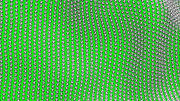 Bolas de fútbol formando bandera de tela. Pantalla verde . —  Fotos de Stock
