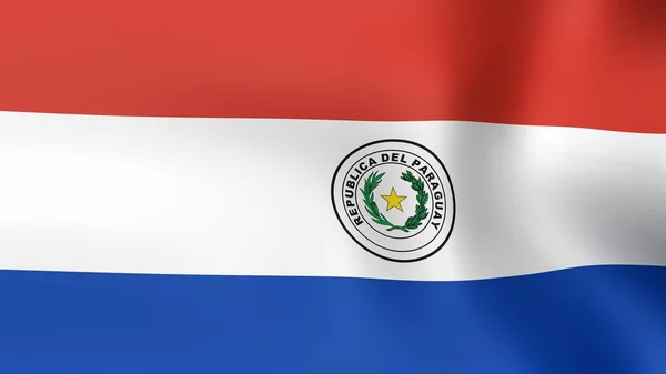 Flagga Paraguay, fladdrande i vinden. 3D-rendering. — Stockfoto