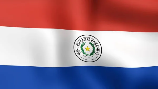 Flagga Paraguay, fladdrande i vinden. 3D-rendering. — Stockfoto