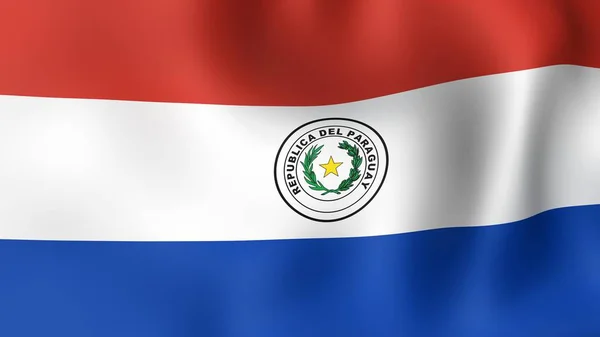 Flagga Paraguay, fladdrande i vinden. 3D-rendering. — Stockfoto