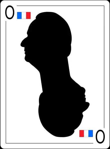 14 Juli 2016. Presiden Republik Prancis, Francois Hollande, pada kartu bermain. profil silhouette . — Stok Foto