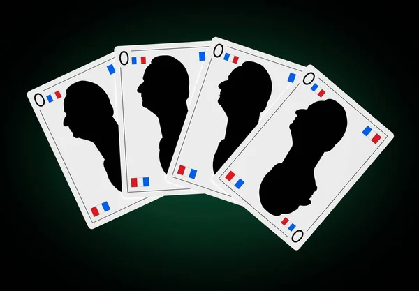 14 luglio 2016. Il Presidente della Repubblica Francese, Francois Hollande, sulla carta da gioco. profilo silhouette . — Foto Stock