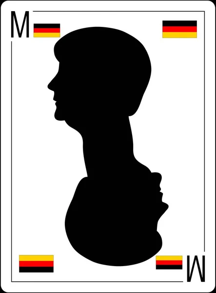 04 Maret 2017. Kanselir Federal Jerman, Angela Dorothea Merkel, pada kartu bermain. profil silhouette . — Stok Foto