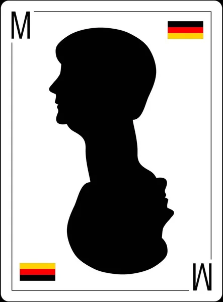 04 Maret 2017. Kanselir Federal Jerman, Angela Dorothea Merkel, pada kartu bermain. profil silhouette . — Stok Foto