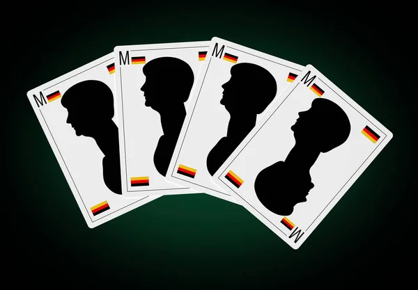 04 Şubat 2017. Almanya, Angela Dorothea Merkel, oyun kağıdı üzerinde Federal Başbakanı. siluet profili. 