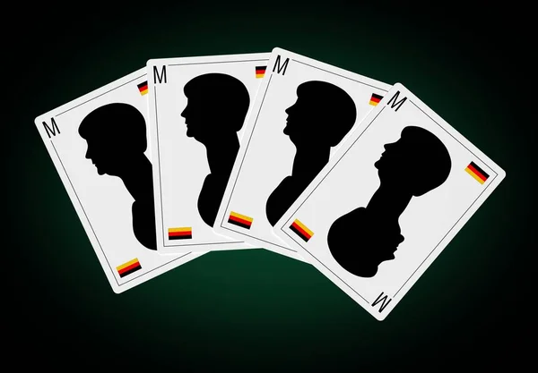 2017 年 3 月 4 日。ドロテア ・ メルケル、トランプのカードで、ドイツの連邦首相。シルエットのプロファイル. — ストック写真