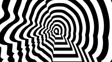 Konsantrik yaklaşmakta olan sembol, Francois Hollande profili - optik, görsel yanılsama. 3d render animasyon döngü.