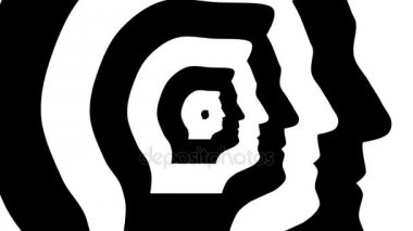 Konsantrik yaklaşmakta olan sembol, Marine Le Pen profili - optik, görsel yanılsama. 3d render animasyon döngü.