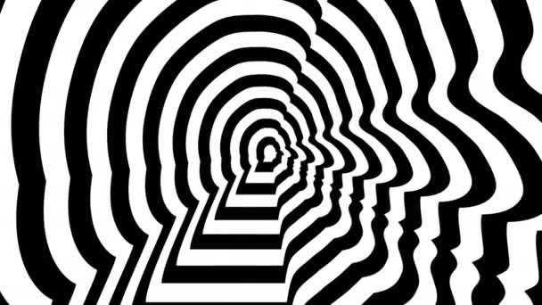 Концентрический встречный символ, профиль Франсуа Олланда - оптическая, визуальная иллюзия. Анимация 3D-рендеринга . — стоковое видео