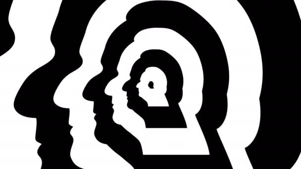 Концентрический встречный символ, профиль Франсуа Олланда - оптическая, визуальная иллюзия. Анимация 3D-рендеринга . — стоковое видео