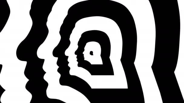 同心迎面而来的象征，雷杰埃尔多安的身影离开了配置文件-光学、 视觉错觉。3d 渲染循环的动画。土耳其总统. — 图库视频影像