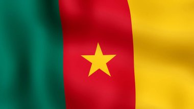 Rüzgarda çırpınan Kamerun bayrağı. 3D render.