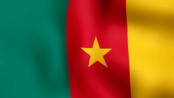 Flag of Cameroon, fluttering in the wind. 3D rendering. — Stock Photo, Image