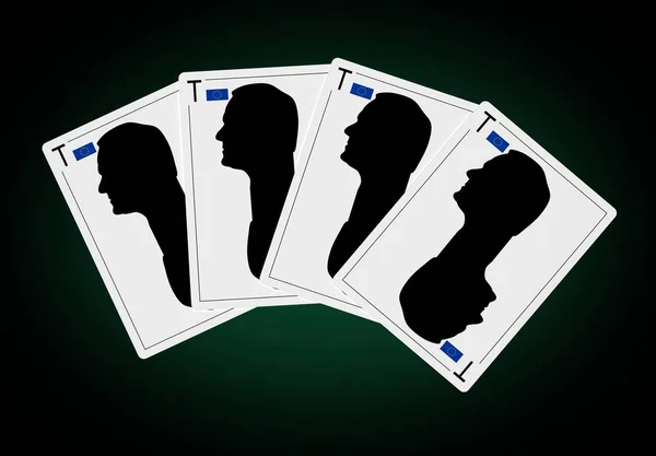 Président du Conseil européen, Donald Franciszek Tusk, sur la carte à jouer. silhouette profil abstrait . — Photo