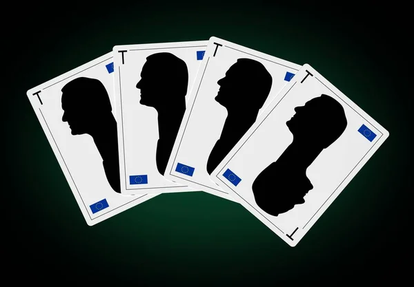 Il presidente del Consiglio europeo, Donald Franciszek Tusk, sulla carta da gioco. profilo astratto silhouette . — Foto Stock